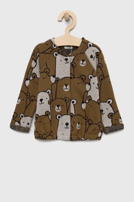 Кофта для немовлят United Colors of Benetton колір зелений візерунок