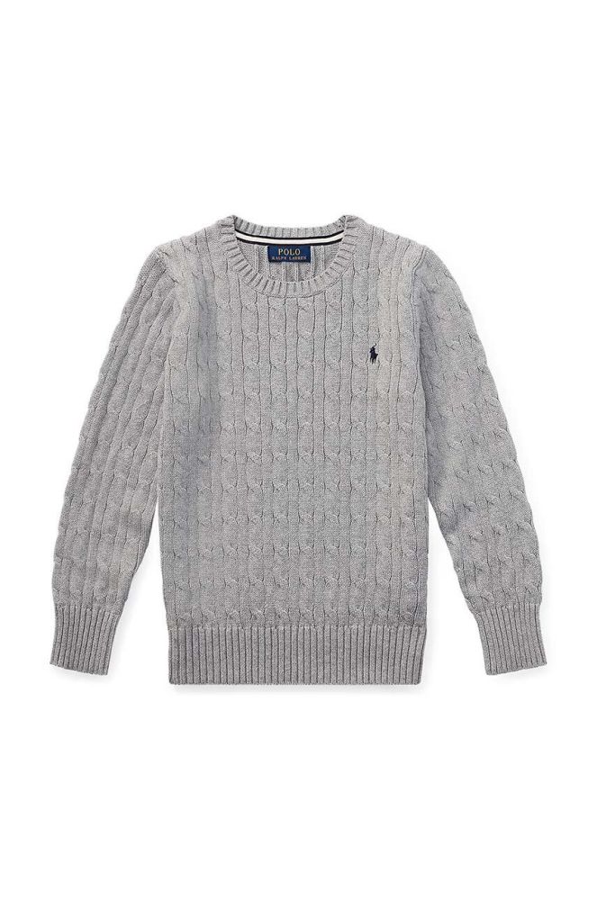 Дитячий бавовняний светер Polo Ralph Lauren колір сірий легкий