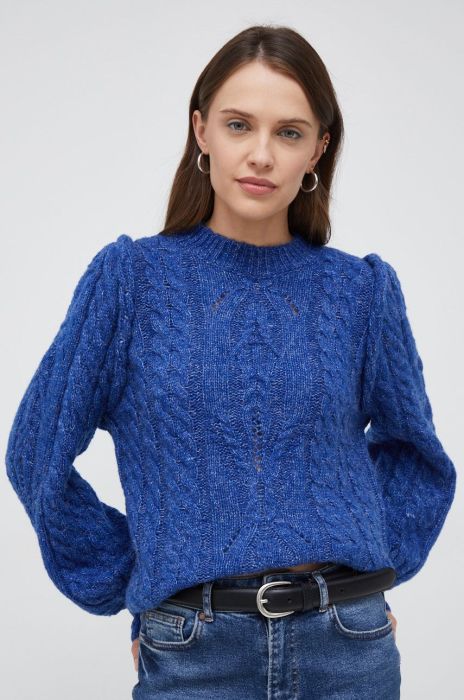 Светр з домішкою вовни Y.A.S жіночий теплий півгольф колір блакитний