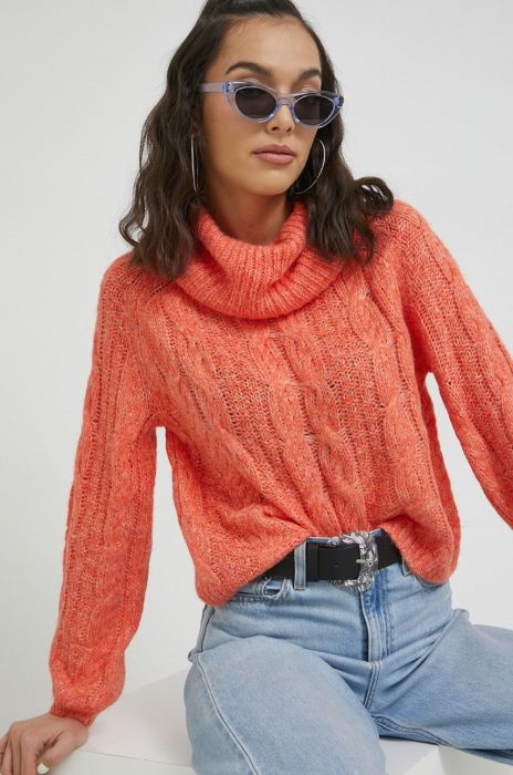 Светр з домішкою вовни Only жіночий колір помаранчевий гольф