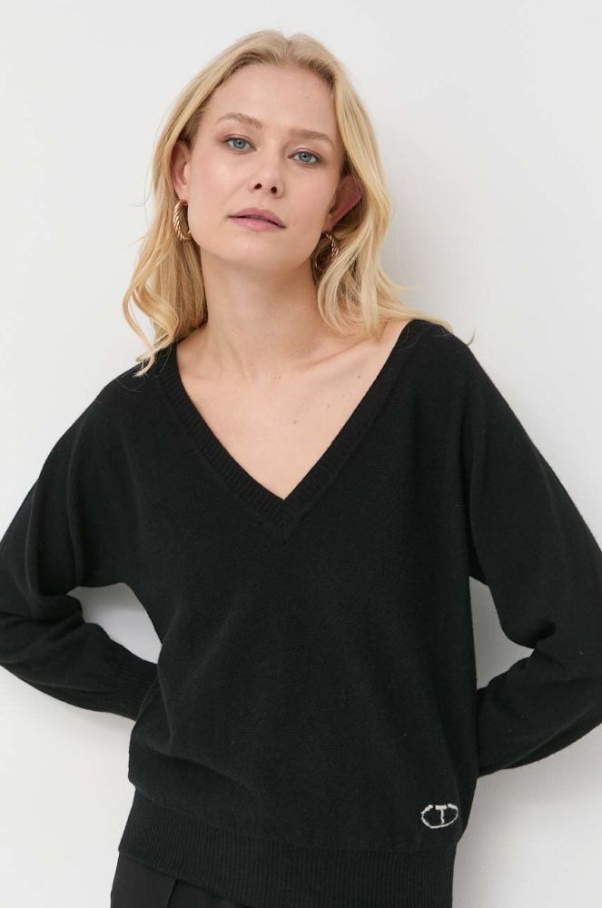 Вовняний светр Twinset жіночий колір чорний легкий (2809379)