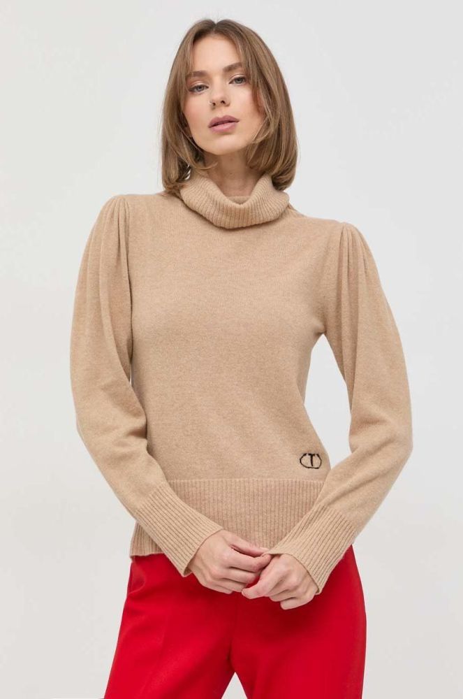 Вовняний светр Twinset жіночий колір бежевий легкий гольф (2798280)