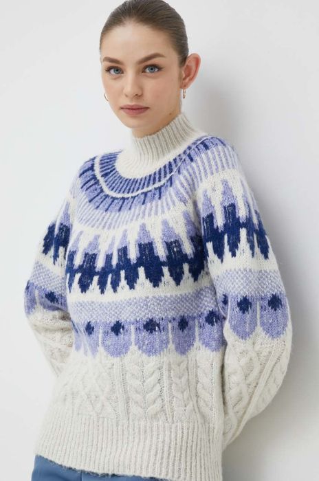 Светр Vero Moda жіночий теплий півгольф колір блакитний