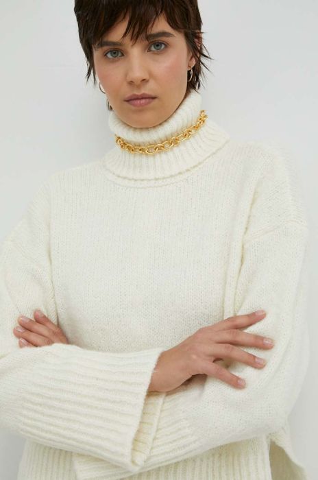 Светр з домішкою вовни Mustang жіночий колір бежевий гольф