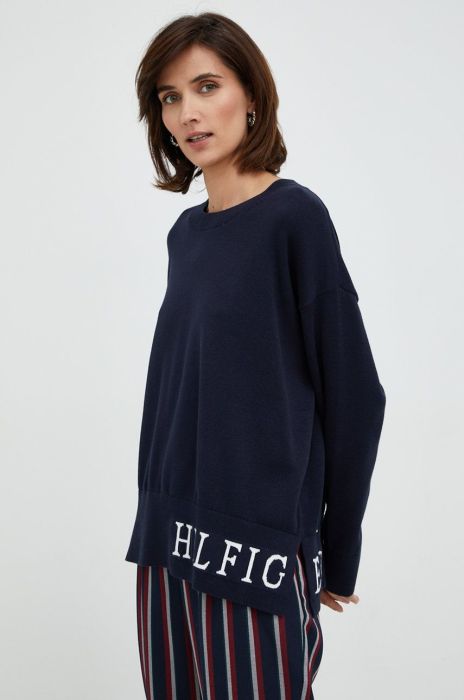 Бавовняний светер Tommy Hilfiger жіночий колір синій