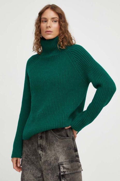 Вовняний светр Drykorn жіночий колір зелений теплий гольф