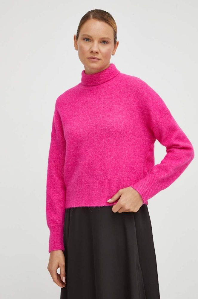 Вовняний светр Samsoe Samsoe жіночий колір рожевий легкий півгольф