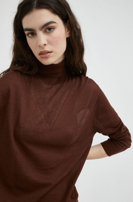 Бавовняний светер G-Star Raw жіночий колір коричневий легкий гольф