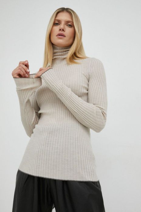 Вовняний светр By Malene Birger Reyne жіночий колір бежевий легкий гольф