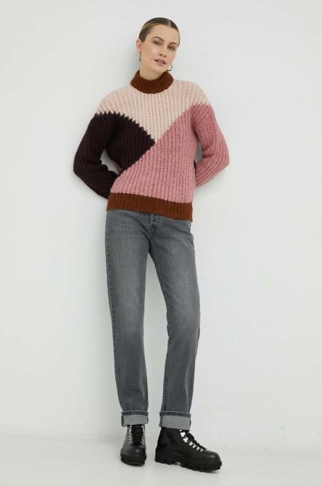 Светр Mustang жіночий теплий півгольф колір барвистий