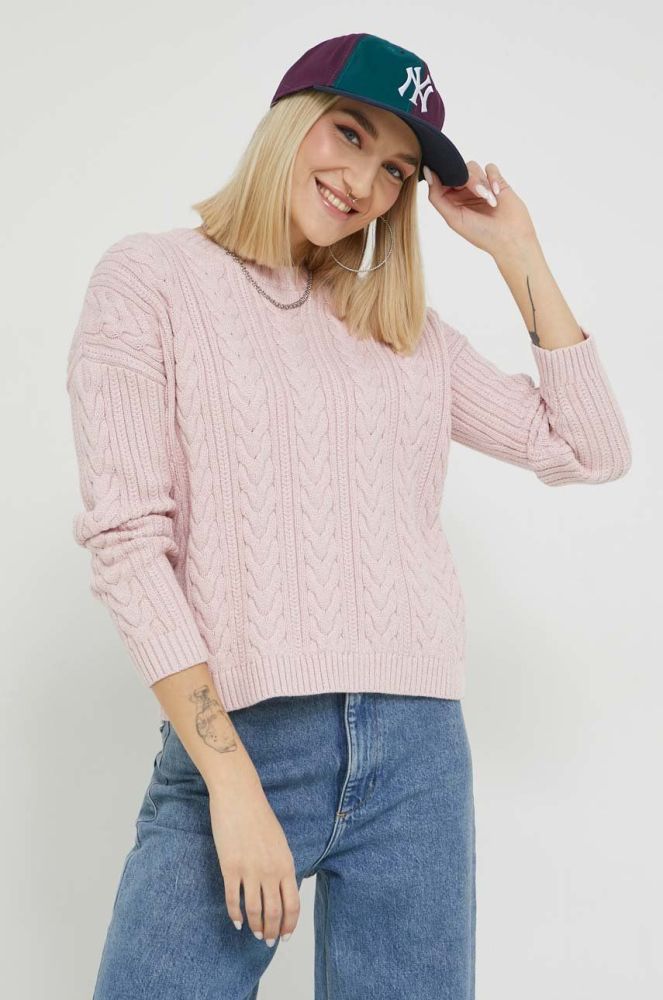 Бавовняний светр Superdry жіночий колір рожевий
