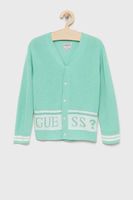Дитячий кардиган Guess колір бірюзовий легкий
