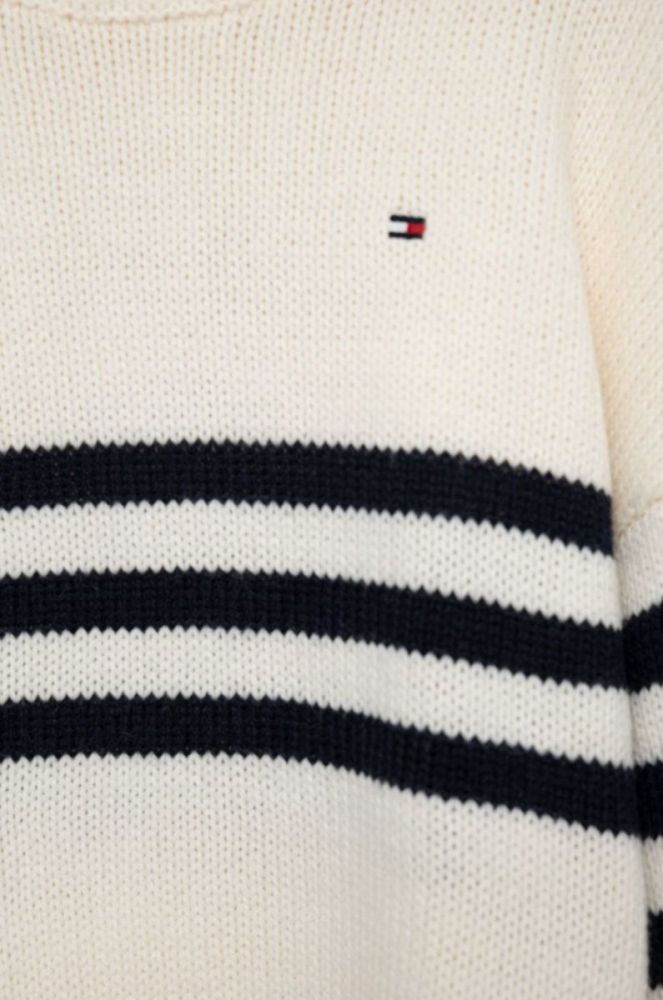 Дитячий светр з домішкою вовни Tommy Hilfiger колір бежевий теплий фото 3