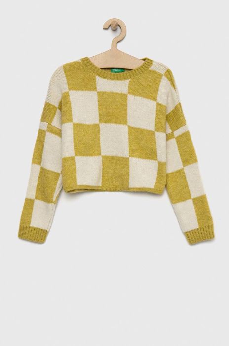 Дитячий светр United Colors of Benetton колір зелений теплий