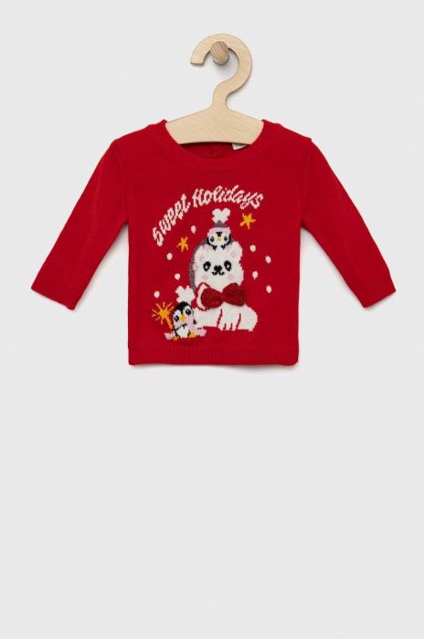 Светр для немовлят United Colors of Benetton колір червоний легкий