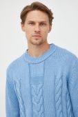 Светр з домішкою льону Tiger Of Sweden чоловічий теплий колір блакитний