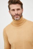 Светр з домішкою вовни Guess чоловічий колір бежевий легкий гольф (2666473)