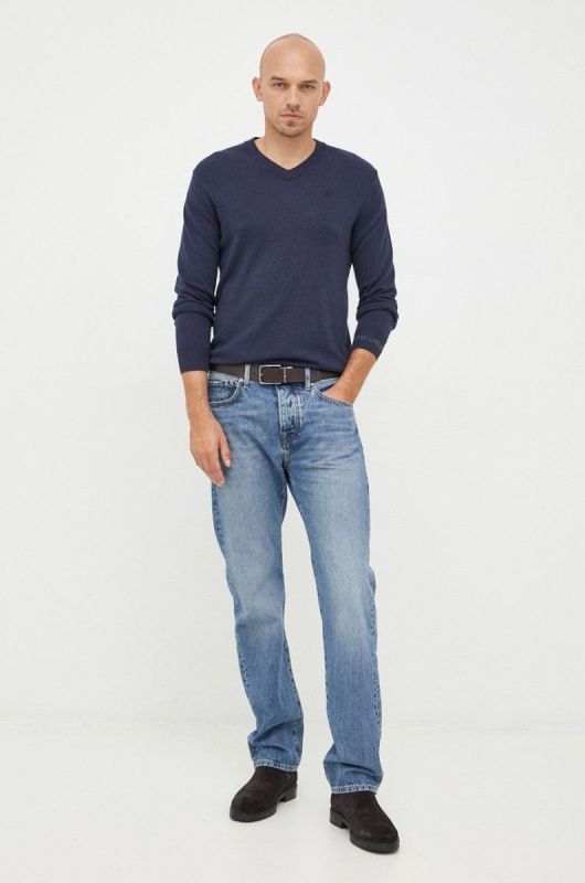 Светр з домішкою вовни Pepe Jeans чоловічий колір синій легкий (2602496) фото 2
