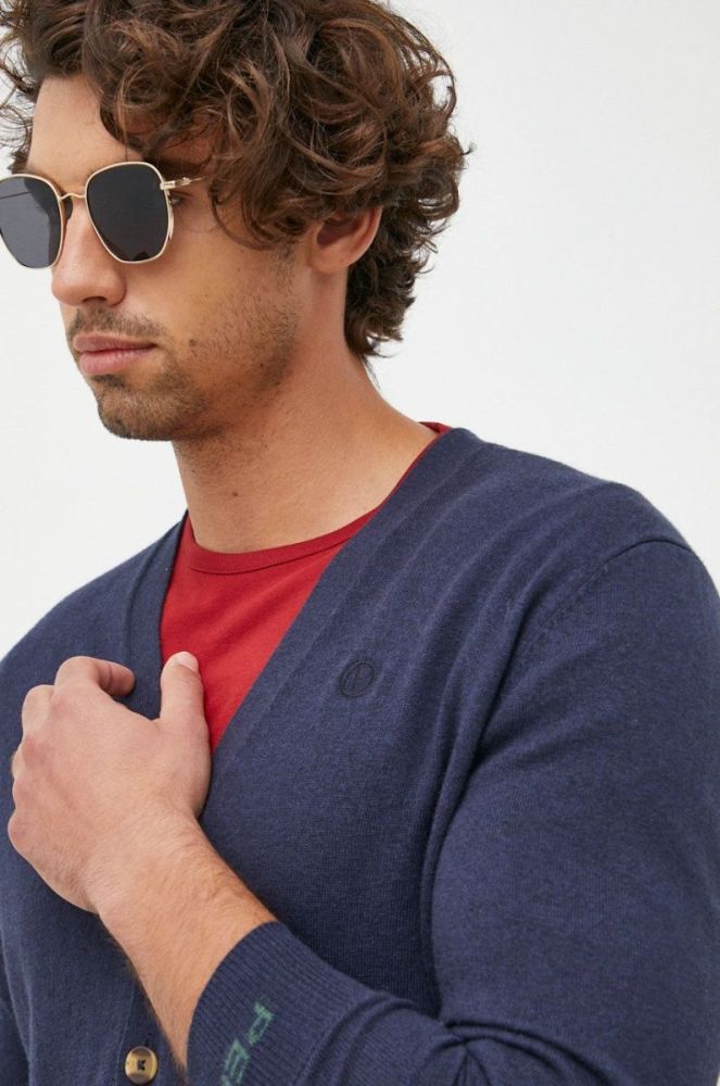 Кардиган з домішкою вовни Pepe Jeans чоловічий колір синій фото 4