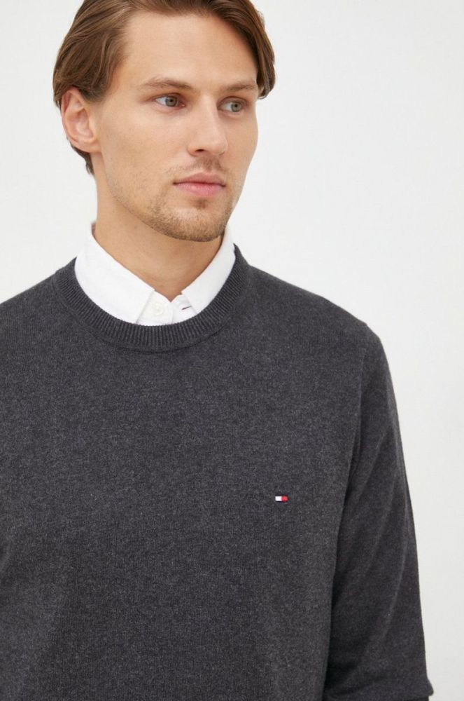 Светр з домішкою кашеміру Tommy Hilfiger чоловічий колір сірий легкий фото 4