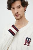 Вовняний светр Tommy Hilfiger чоловічий колір білий теплий
