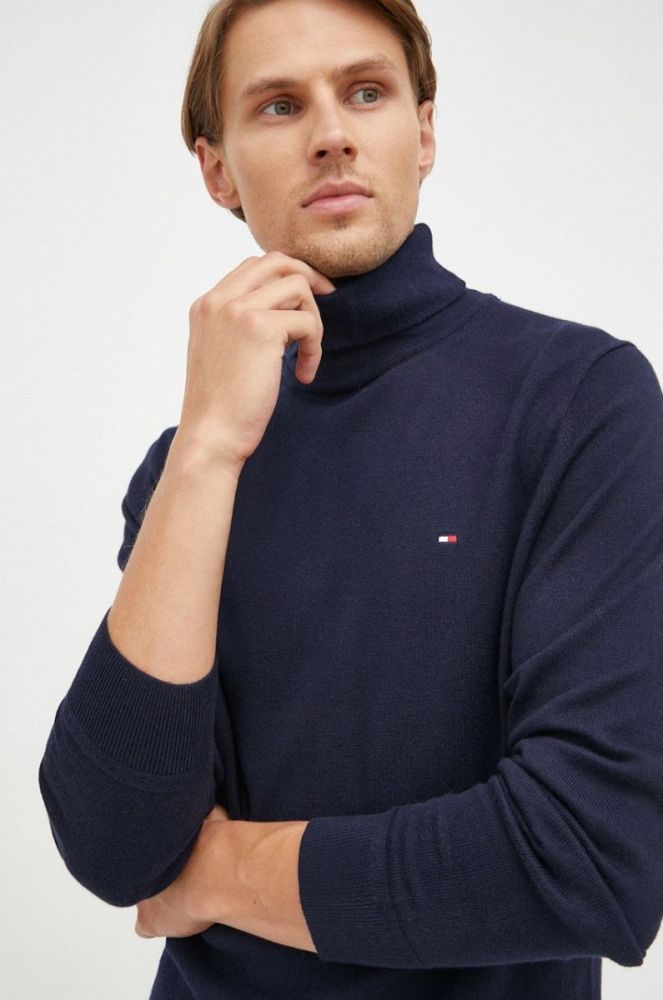 Светр з домішкою кашеміру Tommy Hilfiger чоловічий колір синій легкий гольф фото 4