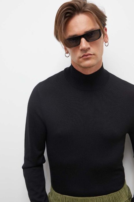 Вовняний светр Drykorn чоловічий колір чорний легкий півгольф