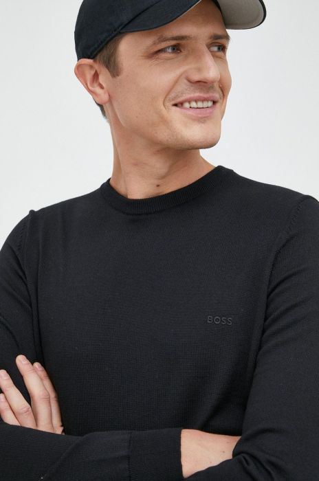 Вовняний светр BOSS чоловічий колір чорний (2666542)