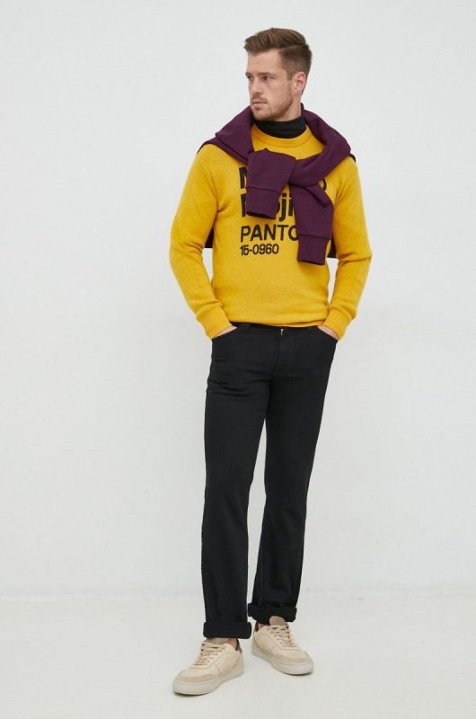 Светр з домішкою вовни United Colors of Benetton X Pantone чоловічий колір жовтий легкий фото 2