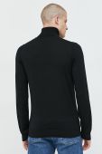 Вовняний светр HUGO чоловічий колір чорний легкий гольф (2766267)
