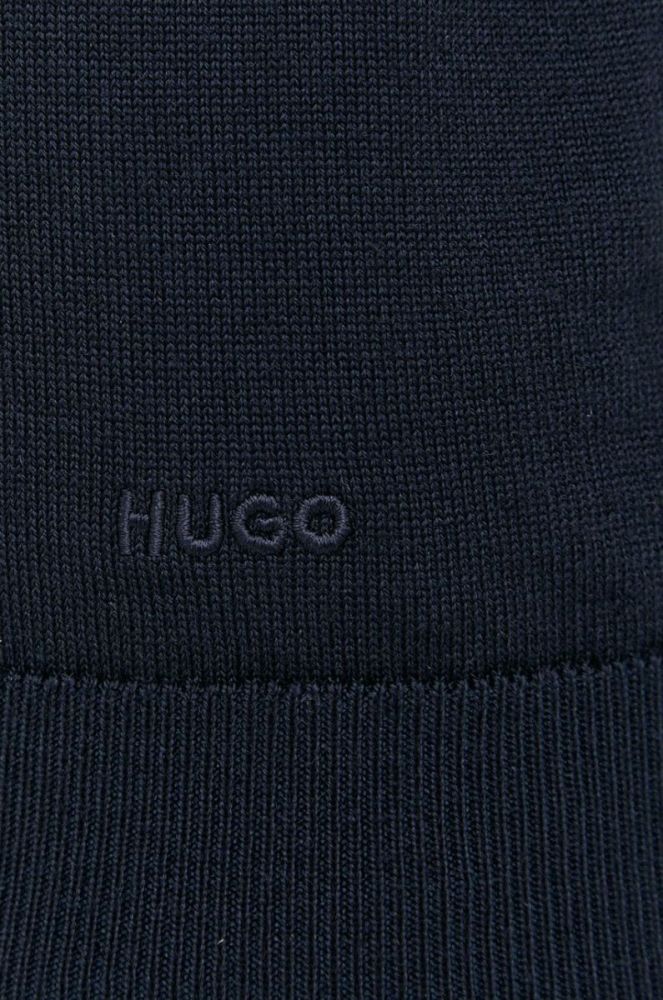 Вовняний кардиган HUGO чоловічий колір синій фото 5