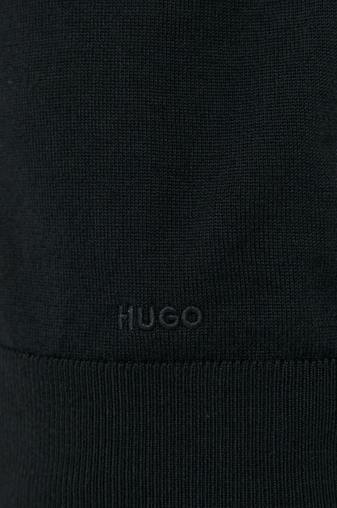 Вовняний светр HUGO чоловічий колір чорний легкий (2762629) фото 5
