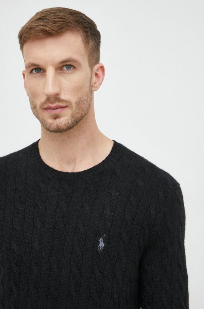 Вовняний светр Polo Ralph Lauren чоловічий колір чорний легкий (2749607) фото 4