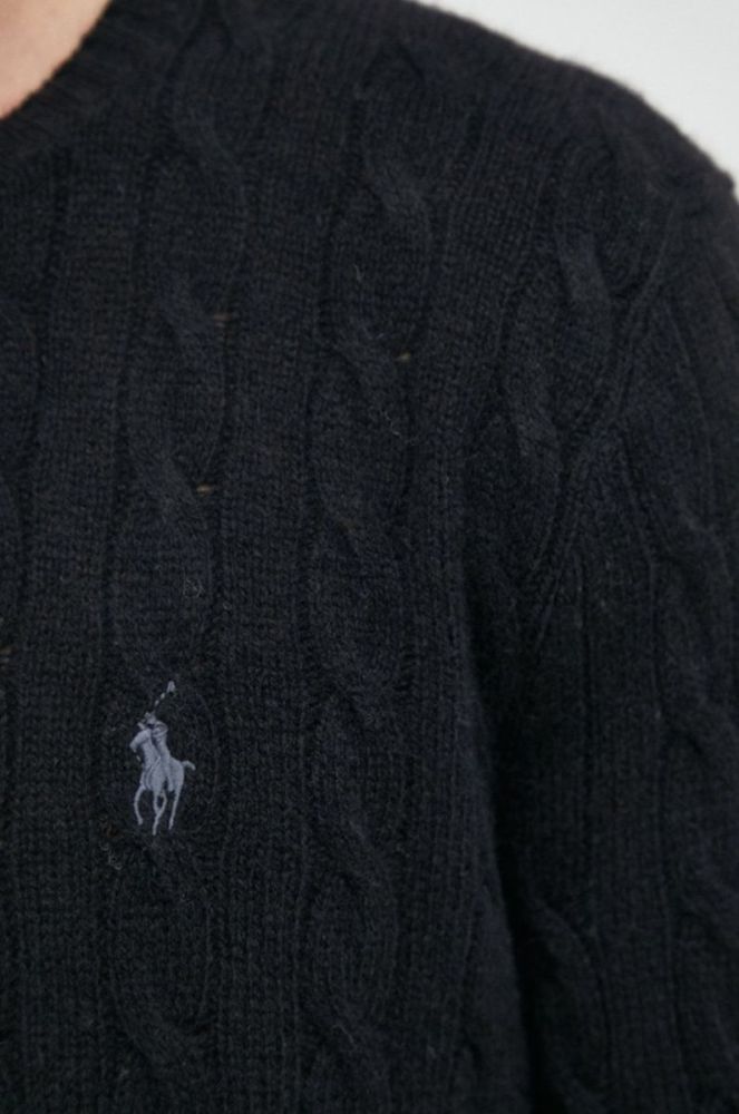 Вовняний светр Polo Ralph Lauren чоловічий колір чорний легкий (2749607) фото 5