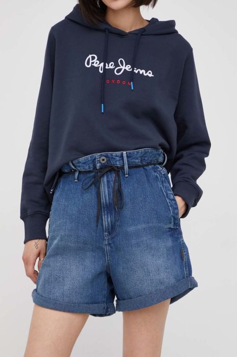 Джинсові шорти G-Star Raw жіночі колір синій однотонні висока посадка