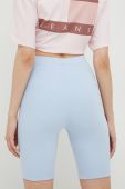 Шорти Tommy Jeans жіночі з аплікацією висока посадка колір блакитний (2501365)