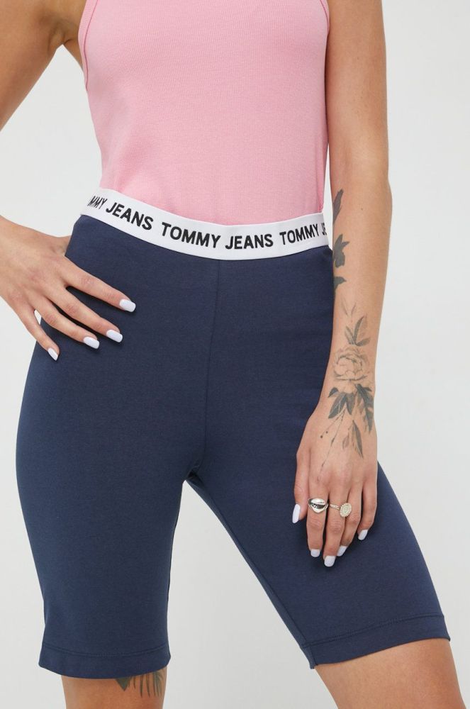 Шорти Tommy Jeans жіночі колір синій однотонні висока посадка (2507095)