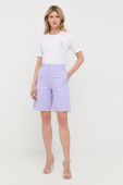 Шорти Patrizia Pepe жіночі колір фіолетовий однотонні висока посадка (2460801)