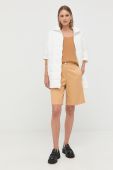 Шорти Patrizia Pepe жіночі колір бежевий однотонні висока посадка