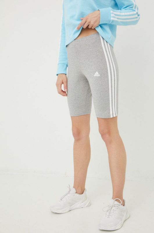 Шорти adidas жіночі колір сірий з аплікацією середня посадка