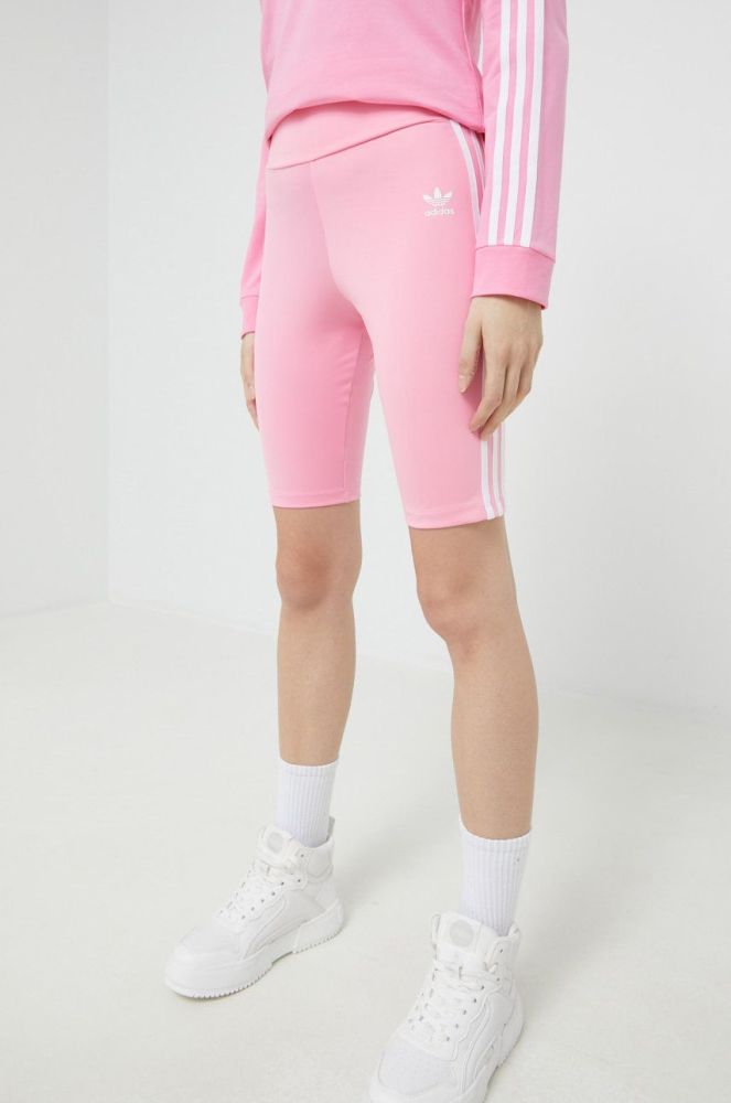 Шорти adidas Originals жіночі колір рожевий з аплікацією висока посадка