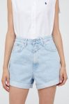 Джинсові шорти Pepe Jeans жіночі однотонні висока посадка колір блакитний (2494282)