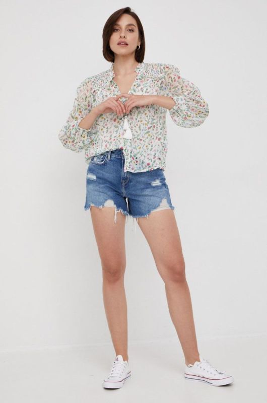 Джинсові шорти Pepe Jeans жіночі однотонні висока посадка колір блакитний (2443754) фото 2
