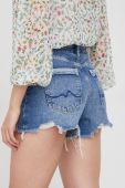 Джинсові шорти Pepe Jeans жіночі однотонні висока посадка колір блакитний (2443754)