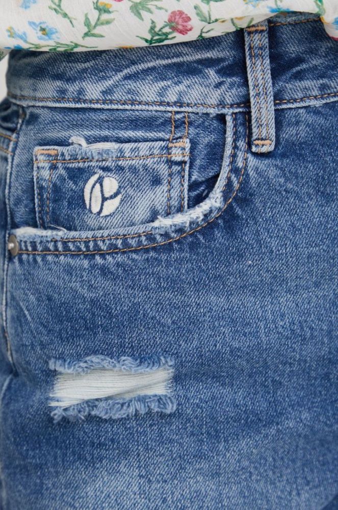Джинсові шорти Pepe Jeans жіночі однотонні висока посадка колір блакитний (2443754) фото 4