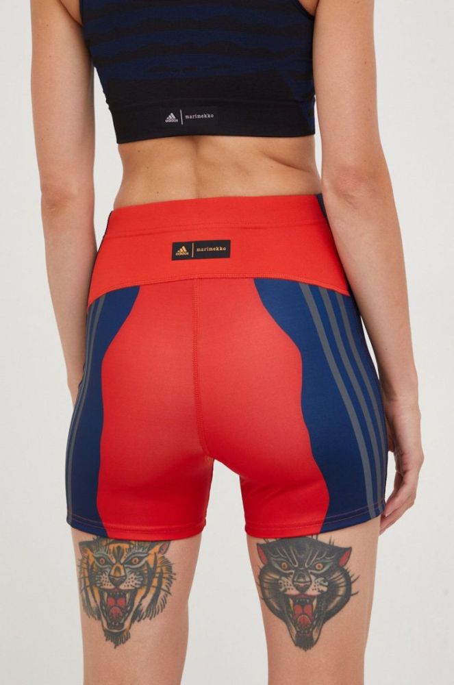 Шорти для бігу adidas Performance Marimekko жіночі колір червоний візерунок висока посадка фото 3