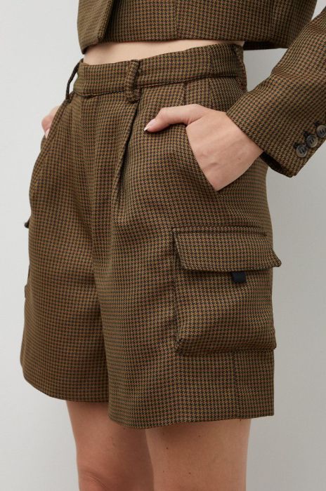 Шорти Gestuz жіночі колір зелений візерунок висока посадка