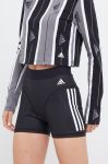 Шорти для тренувань adidas Performance Hyperglam жіночі колір чорний з принтом висока посадка Шорти для тренувань adidas Performance Hyperglam жіночі колір чорний з принтом висока посадка