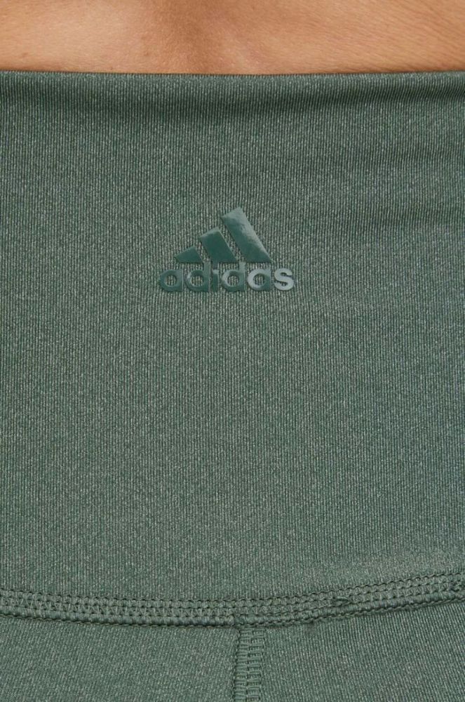 Шорти для йоги adidas Performance Studio Lux Fire жіночі колір зелений однотонні висока посадка фото 4