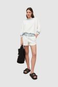 Бавовняні шорти AllSaints жіночі колір білий однотонні середня посадка